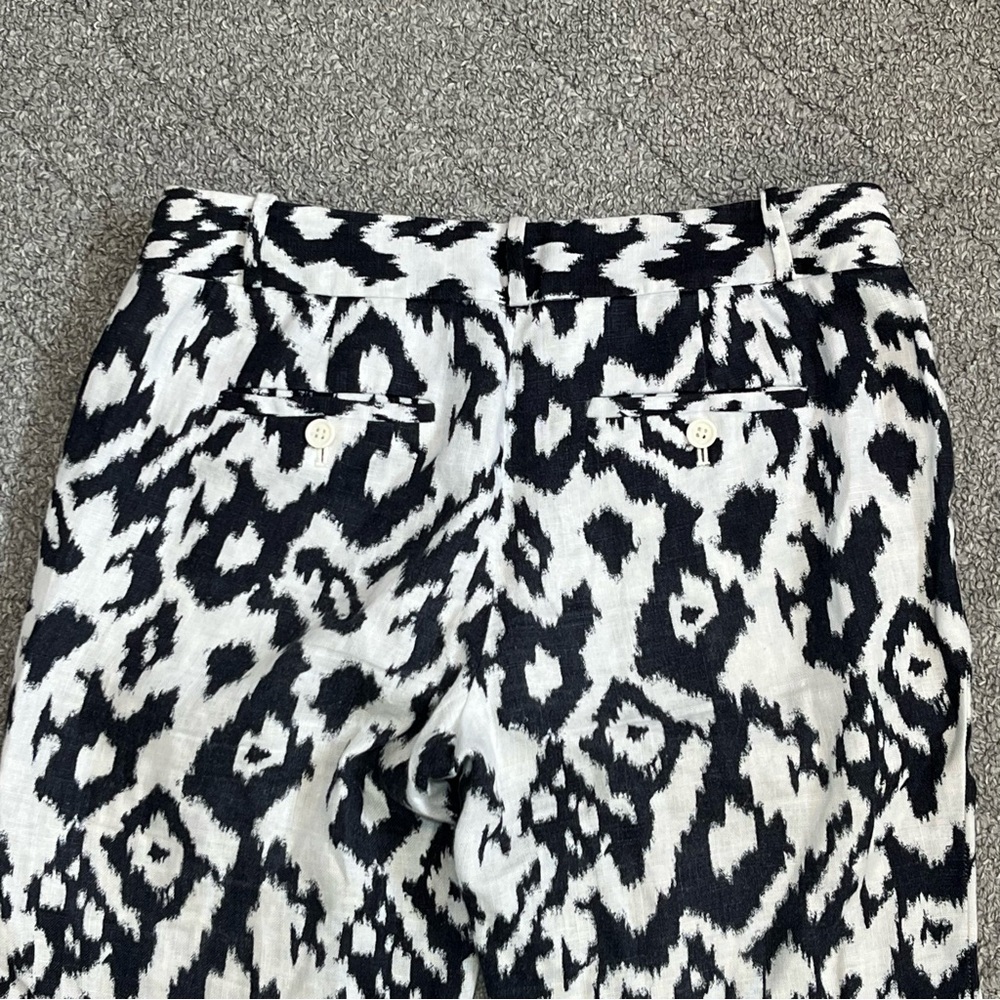 LOFT Marisa 100% Linen Ikat Print Wide Leg Pants Womens Size 4 Petite - Picture 9 of 11